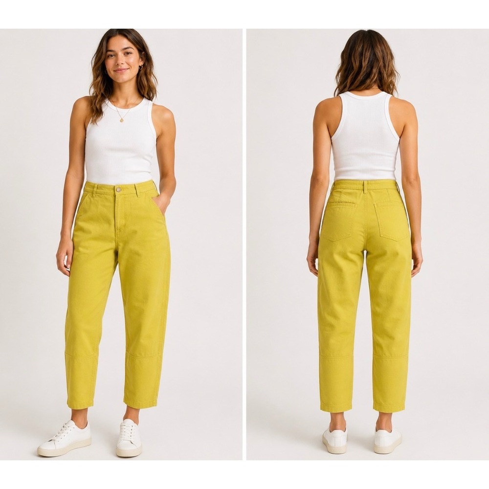Everlane Women's Chino Pants Chartreuse Yellow Green Cropped Size 2
